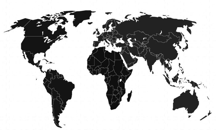 World map isolated on transparent background. Layered infographic template